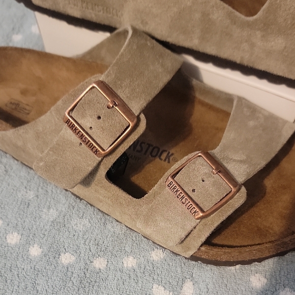 Birkenstock Suede Sandals in Taupe - Picture 4 of 7